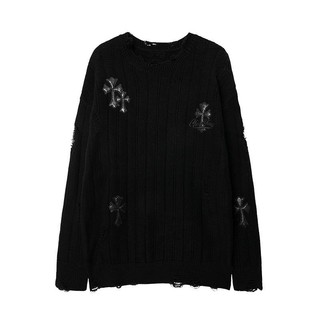 Áo sweater len hoạ tiết chữ thập form rộng