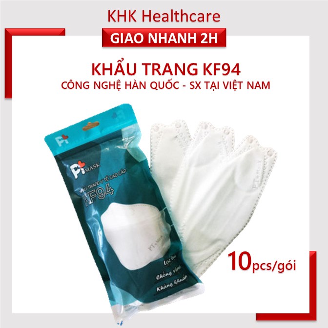 Khẩu trang KF94 PT Mask sản xuất theo công nghệ Hàn Quốc kháng khuẩn lọc bụi mịn (10 cái/hộp)