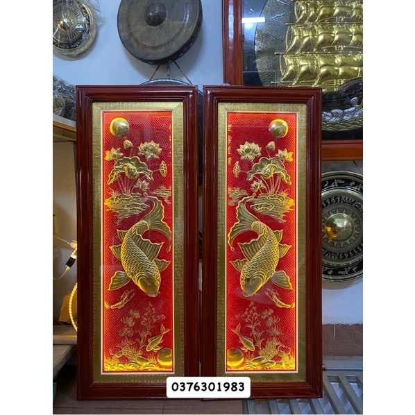 Tranh lý ngư vọng nguyệt , Tranh cá lý ngư vọng Nguyệt bằng đồng 1m