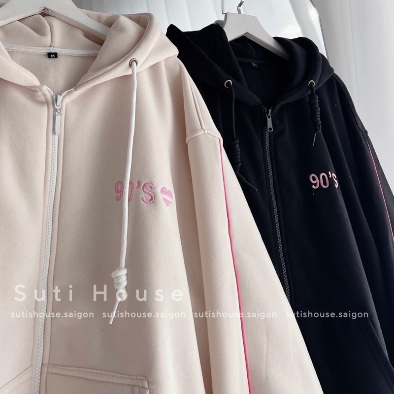 [ẢNH THẬT-CÓ SẴN] Áo Khoác Nỉ Hoodie Zip 90S Xanh cổ Vịt Nhiều Màu Phối Line Viền Pinky Unisex Nam Nữ - Suti House | BigBuy360 - bigbuy360.vn