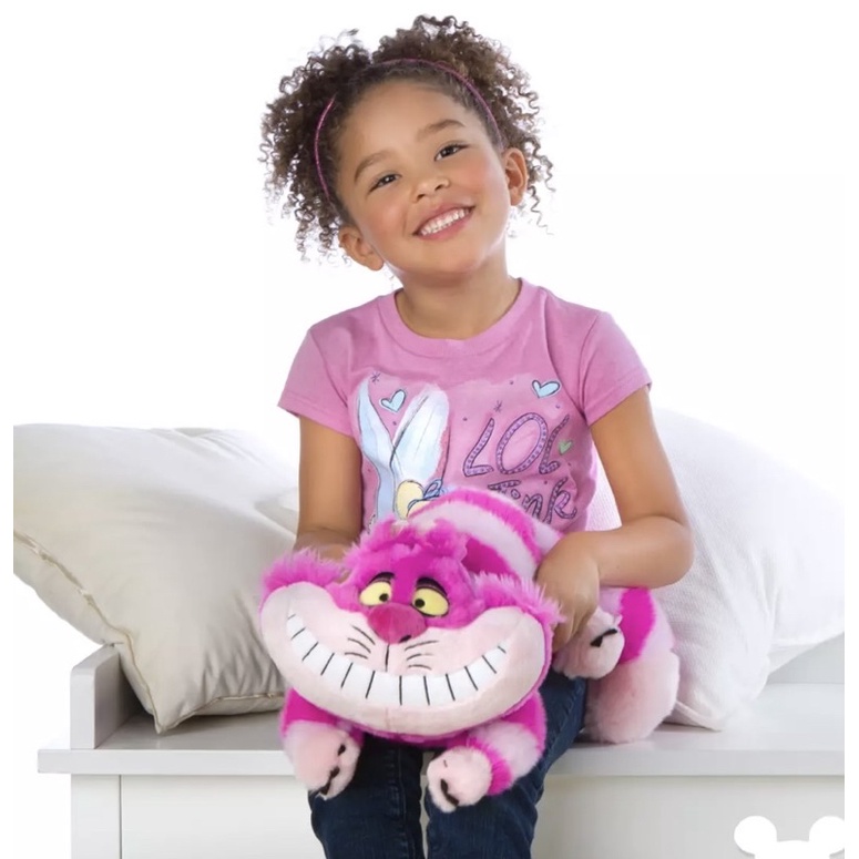 Gấu Bông Mèo Cheshire NEW Chính Hãng Disney Alice in Wonderland lông mềm mịn 35cm cat cười nhe răng vằn hồng chesire thú