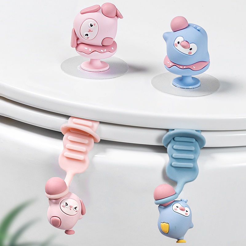 Dụng Cụ Nhấc Nắp Bồn Cầu Thông Minh Chống Bám Vi Khuẩn, Phụ Kiện Khóa Nâng Nắp Bồn Cầu Bằng Silicon Tiện Lợi