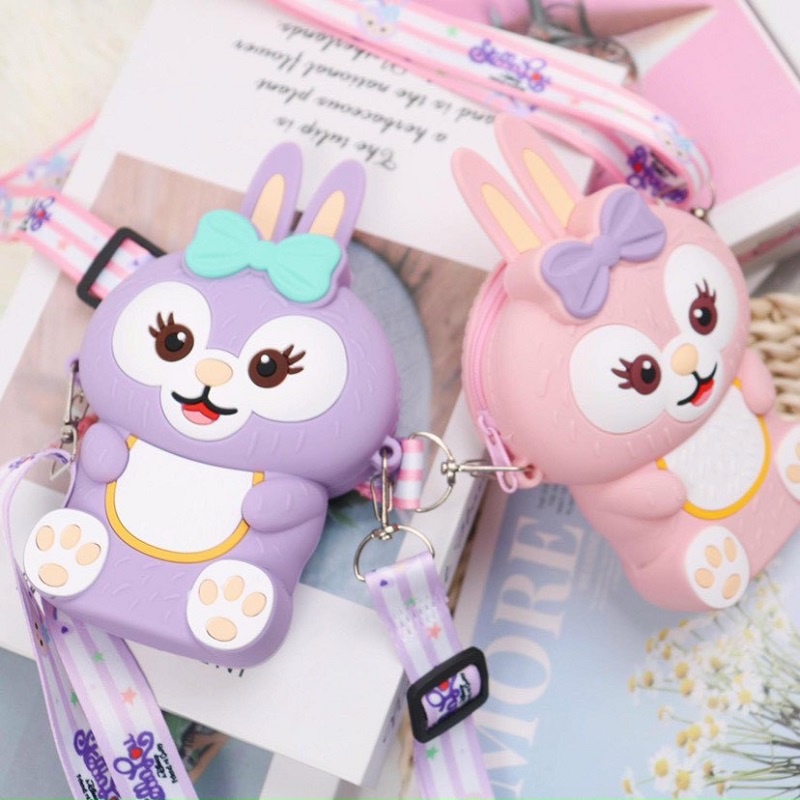 TÚI ĐEO CHÉO CHO BÉ GÁI HÌNH THỎ CUTE, TÚI DA SILICON ĐỰNG LIXI CHƠI TẾT CHO CÁC BÉ