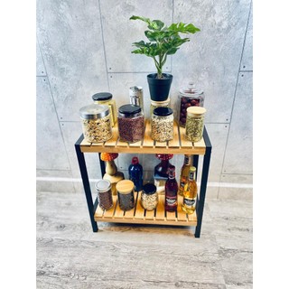 Kệ đa năng 2 tầng gỗ Sồi - Khung sắt sơn tĩnh điện - tự tháo lắp