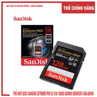 Thẻ nhớ sdxc sandisk extreme pro u3 v30 128gb 200mb/s