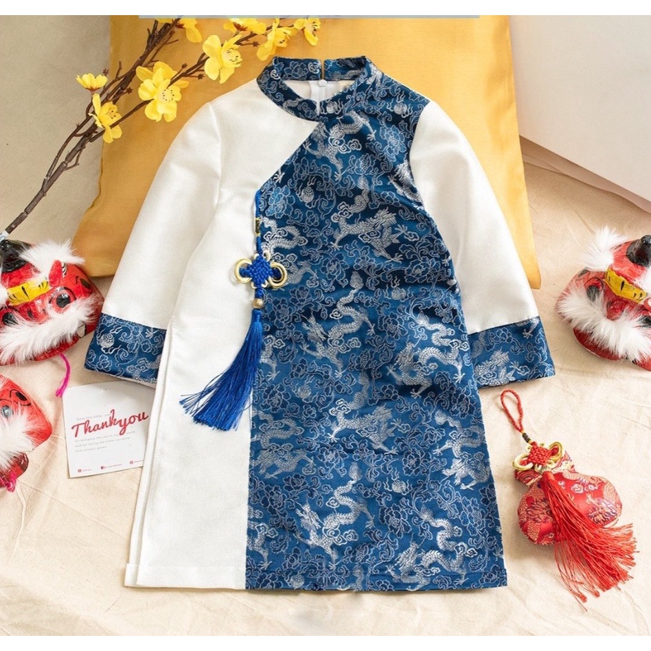 Áo dài cách tân bé trai chất liệu gấm cao cấp ,áo dài cho bé từ 1 đến 9 tuổi MONKEY KIDS