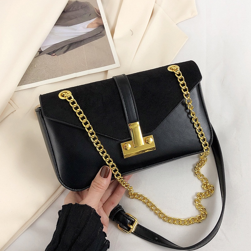 Túi Đeo Chéo Hình Vuông Nhỏ Màu Đen Phong Cách retro Cho Nữ