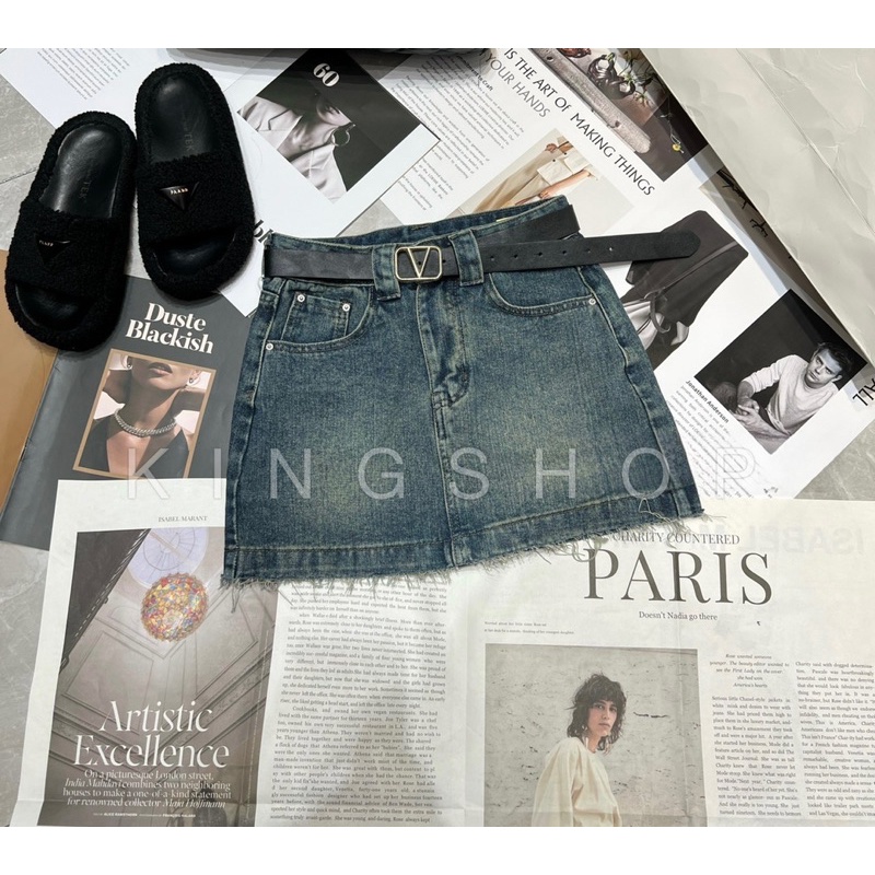 Áo Phông Mix Chân Váy Jean rách Siêu Hot L1