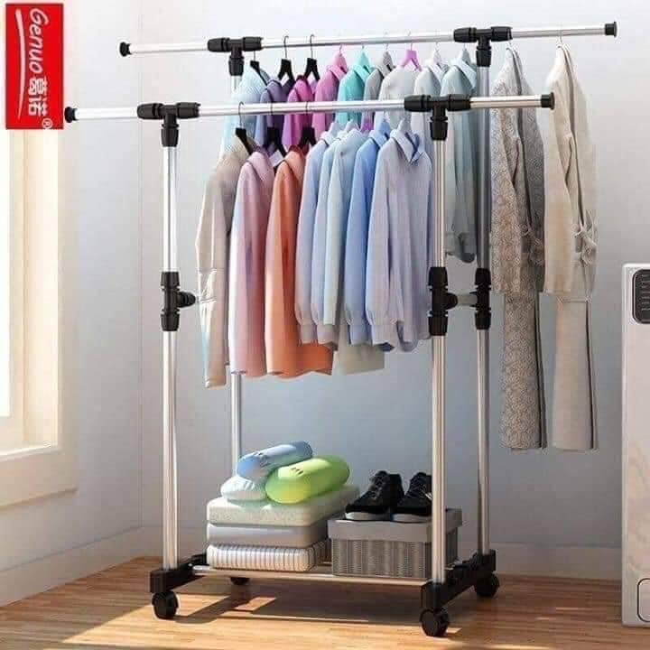 Giá Treo Quần Áo, giàn phơi 2 tầng inox cứng cáp chắc chắn - KHOBUON11688
