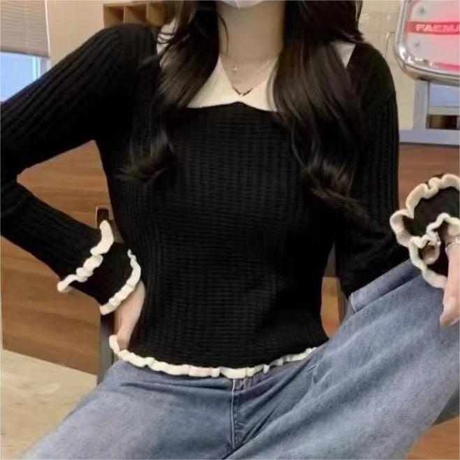 Áo Dệt Kim Cổ Búp Bê Thời Trang Thu Đông Mới Cho Nữ