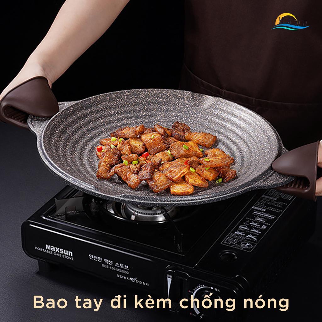 Chảo Nướng Bếp Từ Chống Dính Đá Hoa Cương Kiểu Hàn Quốc 34cm 38cm Cao Cấp SSGP