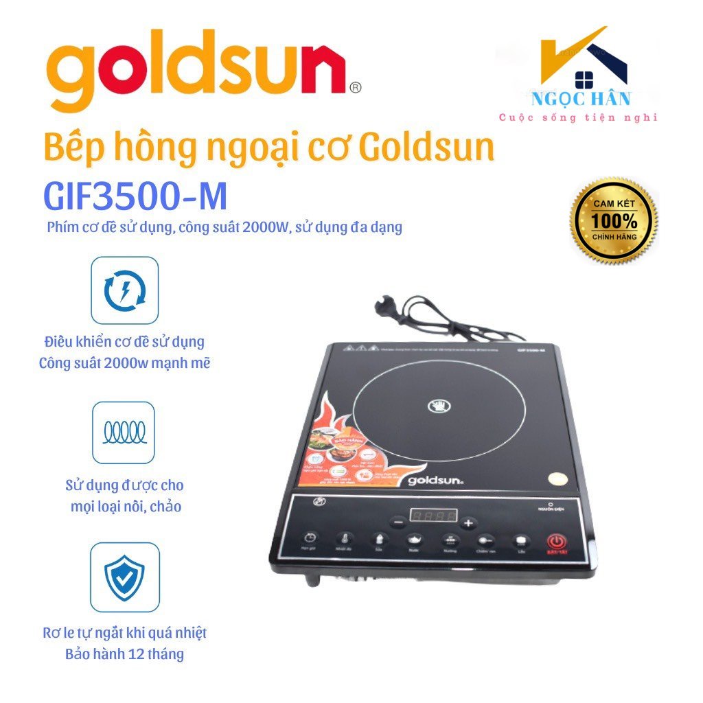 Bếp hồng ngoại đơn Goldsun GIF3500-M - Bếp điện không kén nồi , công suất lớn 2000 W - Bảo hành 12 tháng toàn quốc