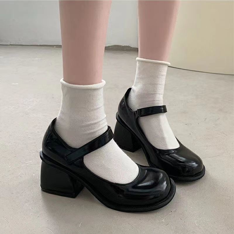 Giày Mary Jane Lolita đế cao 7cm (NÊN LÙI 1 SIZE) gót vuông giày ulzzang dễ thương phong cách Hàn Quốc