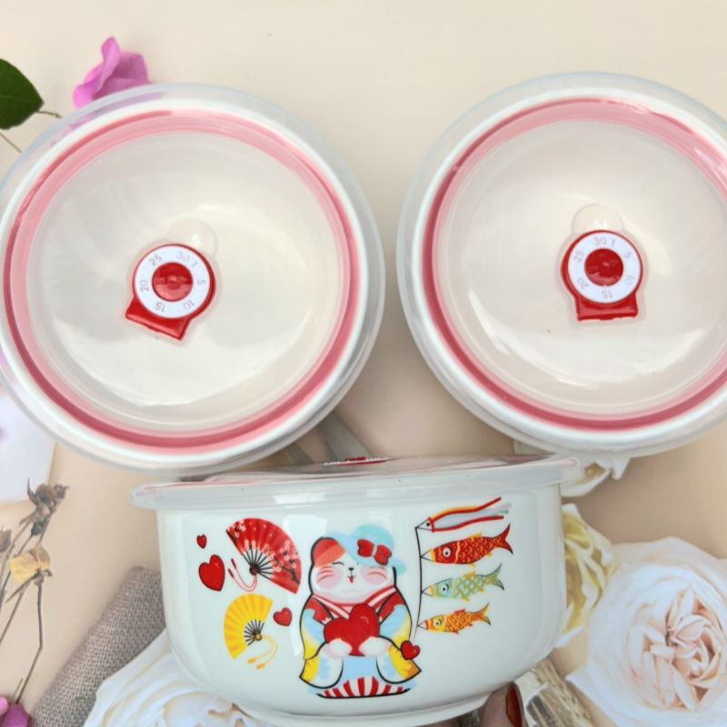 Bát tô sứ có nắp hút chân không size 14cm