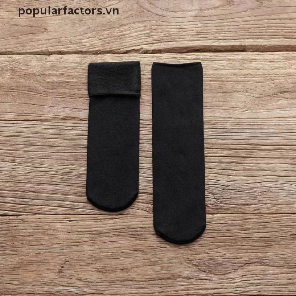 1 Đôi Tất Nhung Dày Giữ Ấm Mùa Đông Kẻ Sọc Màu Trơn Cho Nữ