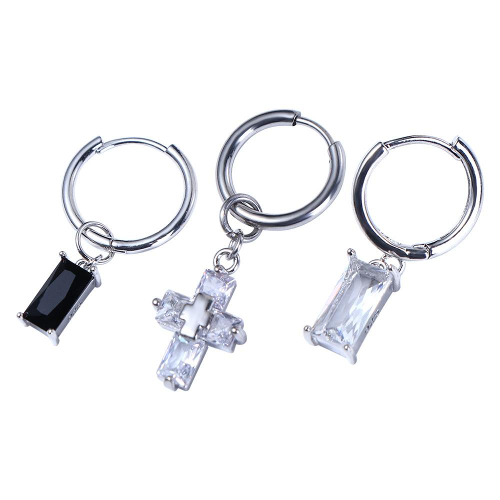 Bông Tai Tròn Phong Cách Gothic Punk Thời Trang Cho Nữ|Khuyên Tai Thép Titan Đính Đá Zircon Thời Trang