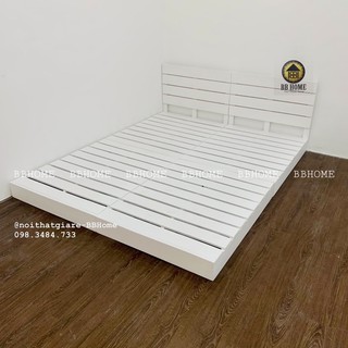 Giường pallet sơn trắng ốp viền kín gỗ thông nhập khẩu BBHOME
