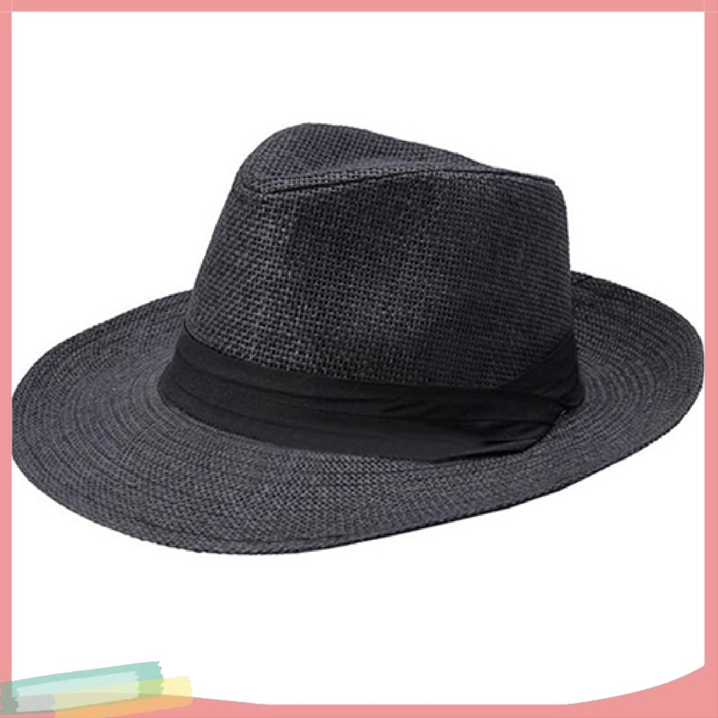 Mũ rộng vành màu trơn chất liệu rơm thời trang cho nam và nữ