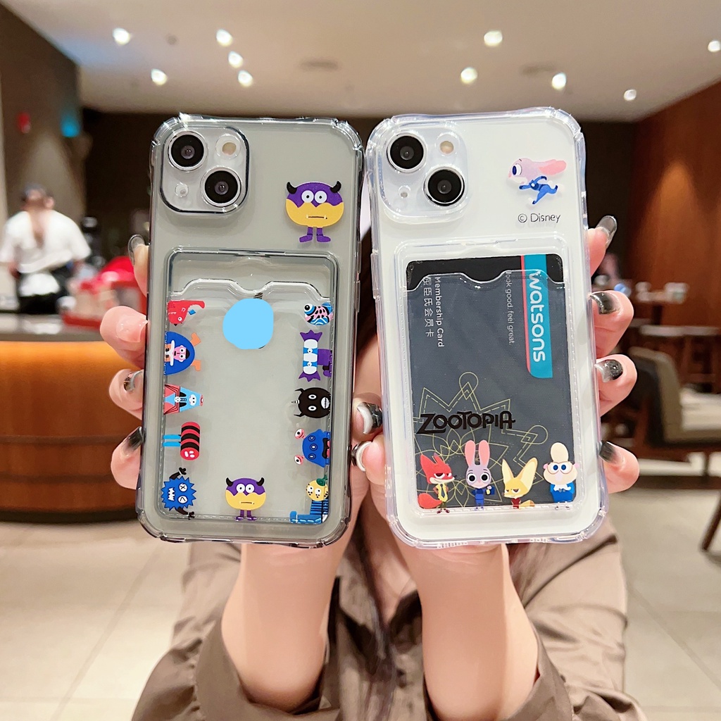 Ốp Điện Thoại Chống Sốc Có Ngăn Đựng Thẻ Hình Thỏ Hoạt Hình Cho iPhone 14 / 13 / 12 / 11 / X / 8 / 7P