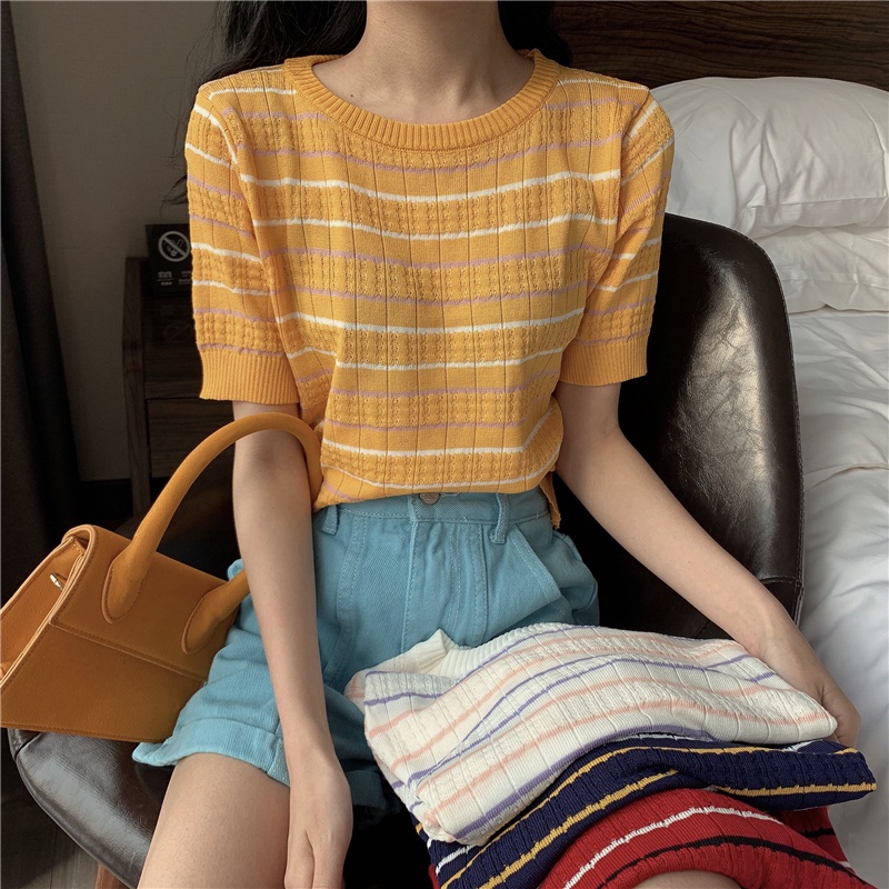 NRVP Áo thun nữ ngắn tay gợi cảm thời trang mùa hè Hàn Quốc 2023