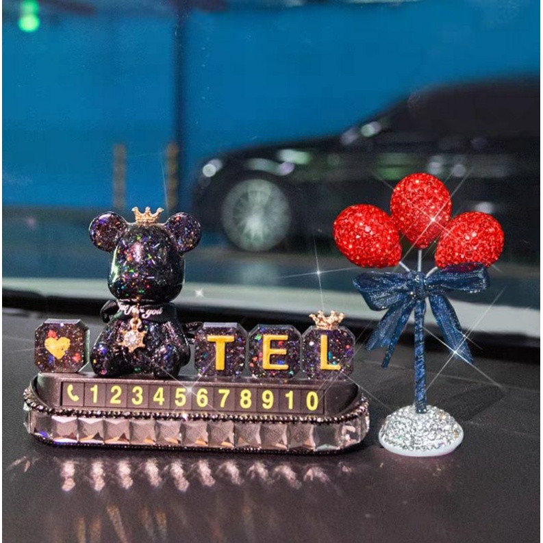 Sét bảng số điện thoại gấu đính đá Decor trang trí taplo