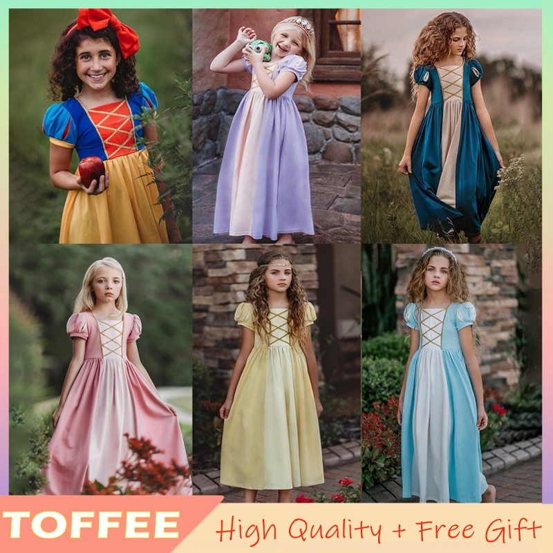 Đầm Hóa Trang Công Chúa Tiana Arlo Sofia Belle Cinderella 7 Màu Xinh Xắn Cho Bé Gái 2-10 Tuổi