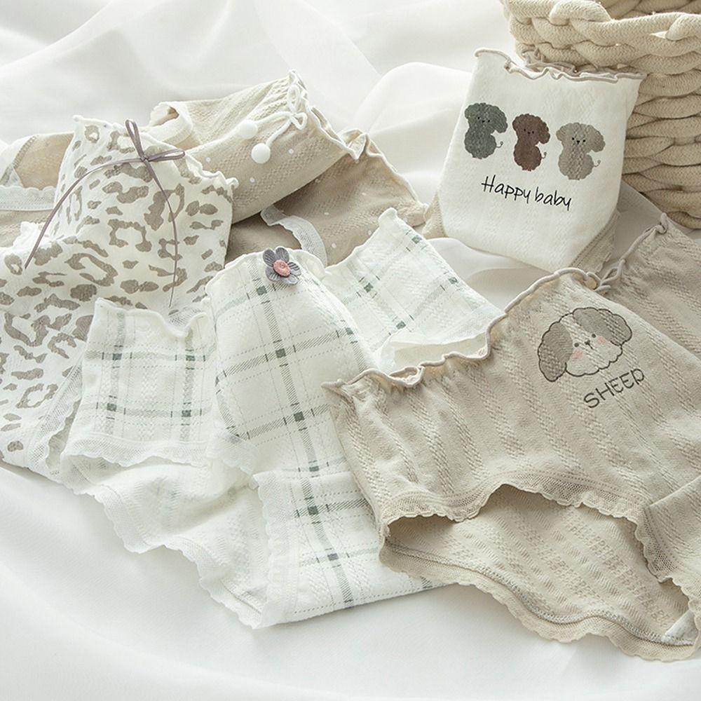 Quần Lót Cotton Lưng Vừa Thoáng Khí In Họa Tiết Hoạt Hình Cho Nữ