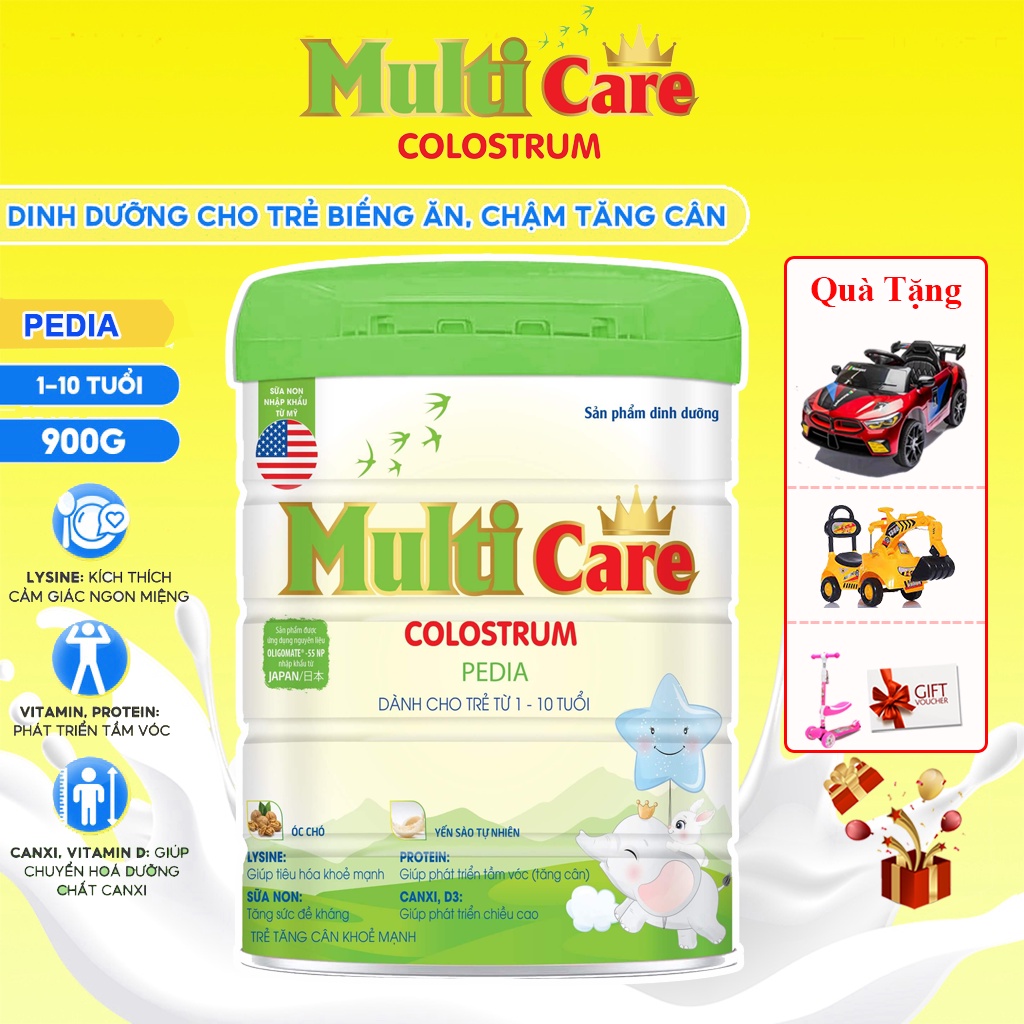 Sữa Bột cho bé Bổ Sung Dưỡng Chất Giúp Bé Tăng Cân, Giảm Táo Bón,Tăng Trưởng Miễn Dịch MULTI CARE COLOSTRUM PEDIA 900g