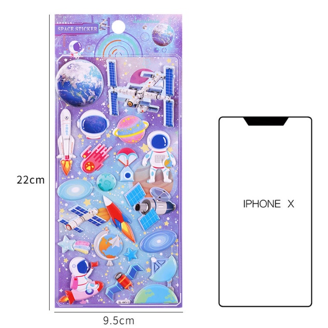 Hình dán sticker nổi 3D Vũ Trụ Không Gian, Sapce, Phi Hành Gia, Tên Lửa