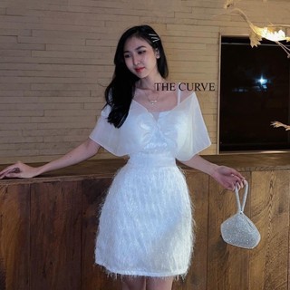 Đầm lông rớt vai