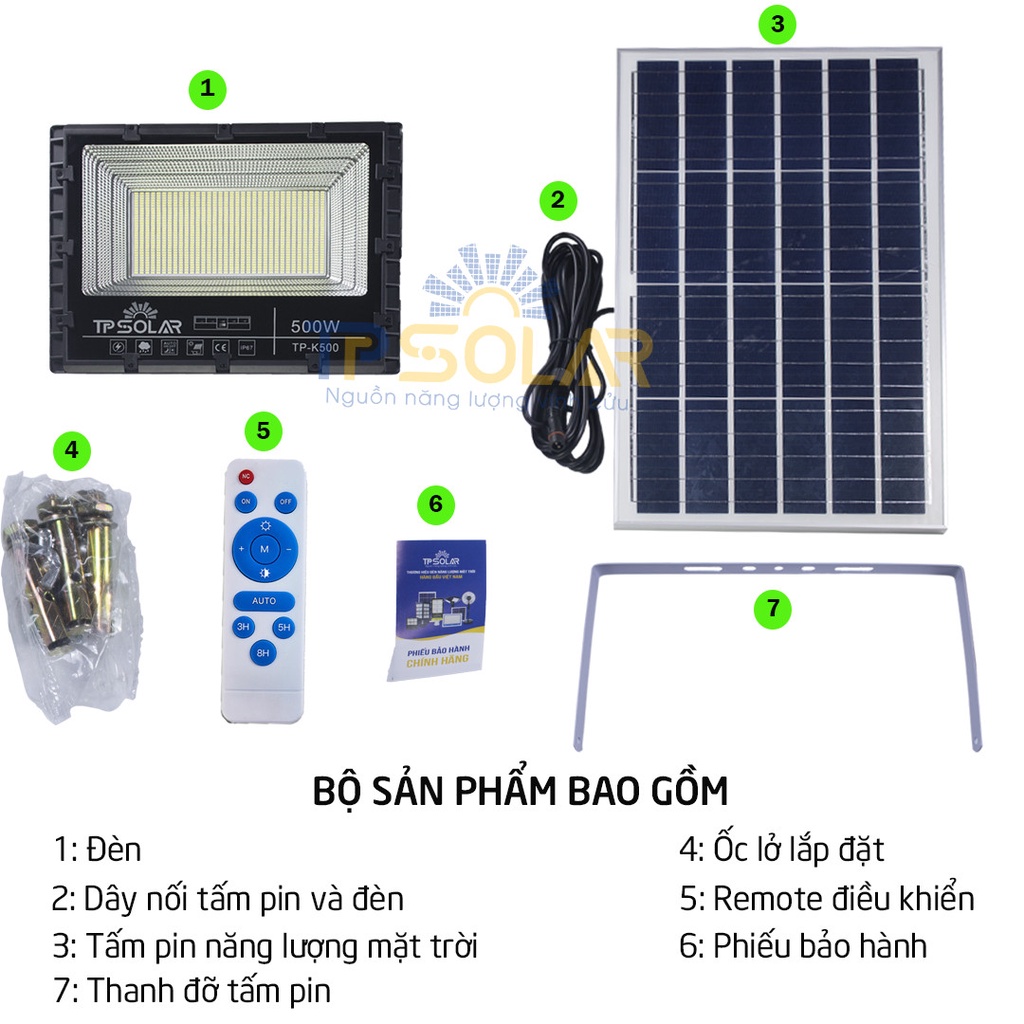 Đèn Pha Năng Lượng Mặt Trời TPSolar Công Suất 100W TP-K100 Độ Bền Cao, Chống Nước IP67