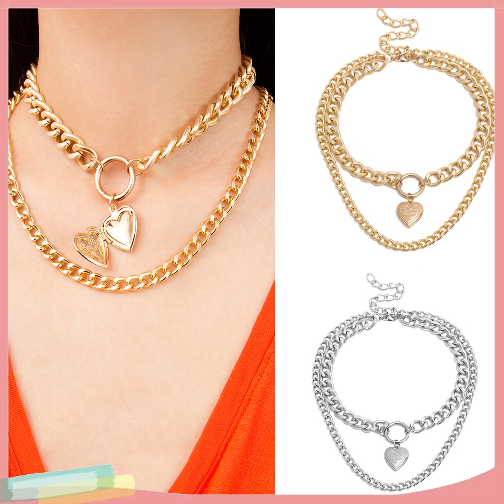 Dây Chuyền Hợp Kim Trang Trí Mặt Hình Trái Tim Xinh Xắn Dành Cho Nữ