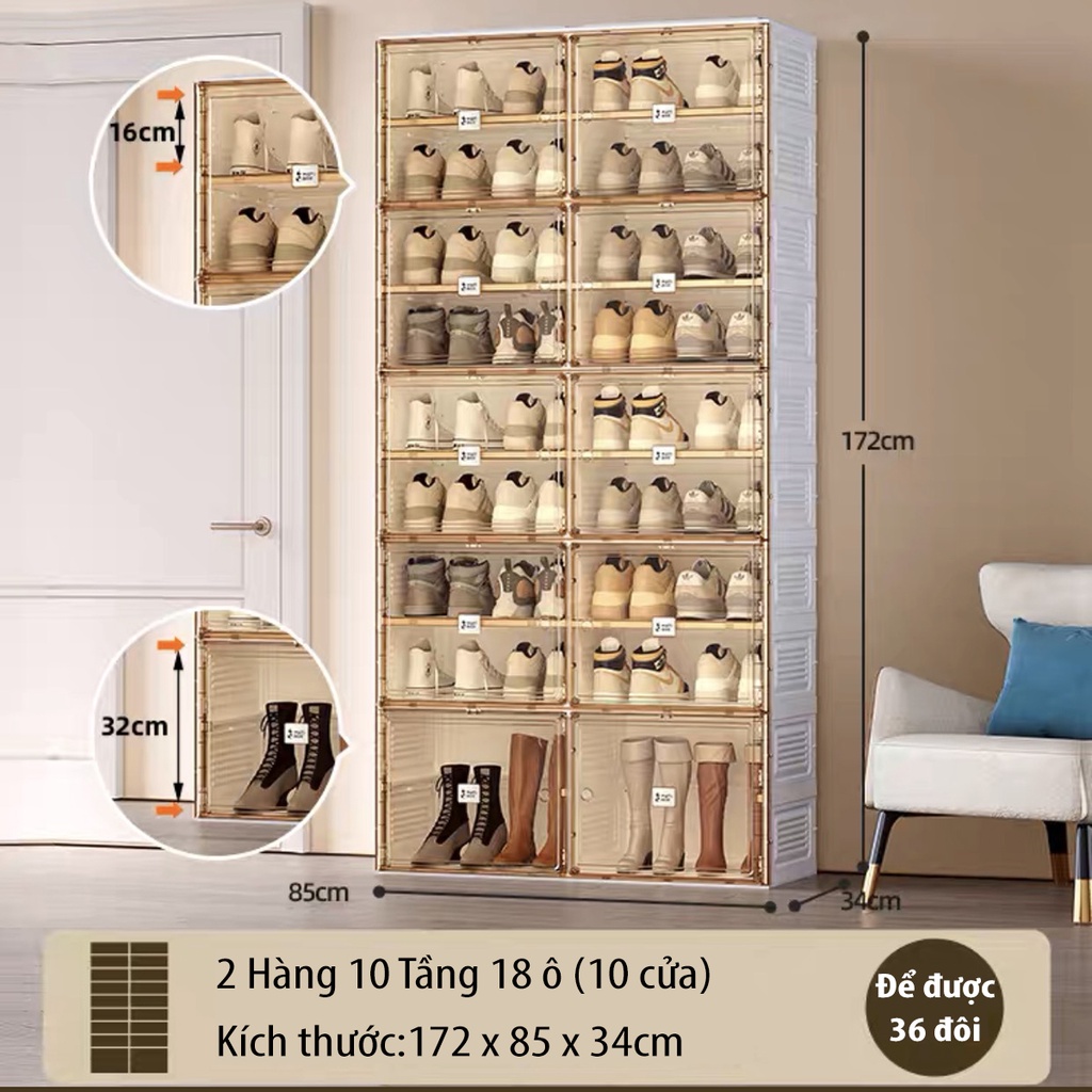 Hộp Đựng Giày Dép Cao Cấp AntBox 20 Ngăn Đôi Để Được 40 Đôi Giày Tủ Cất Giày Tiện Lợi MayiBox