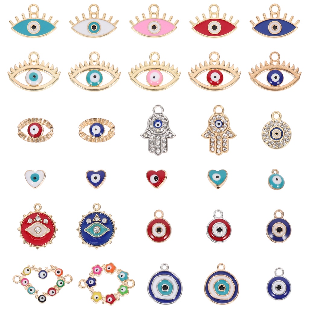30Pcs Alloy Mix Style Eye Charms Evil Eye Pendants For Jewelry Making Bracelet Earring Necklace DIY Craft