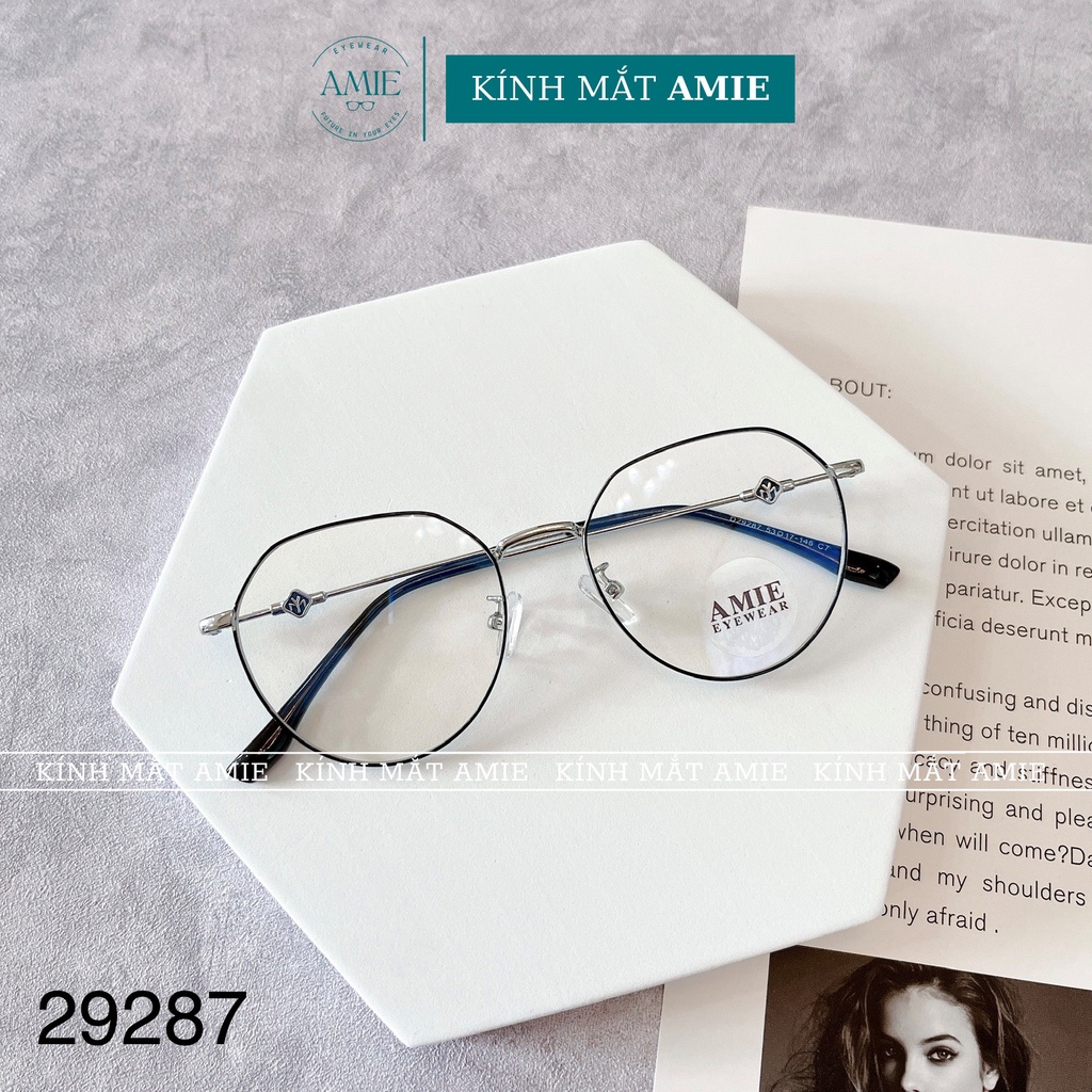 Gọng kính cận nữ AMIE Eyewear mắt tròn chất liệu kim loại thanh mảnh nhẹ nhàng phụ kiện thời trang 29287