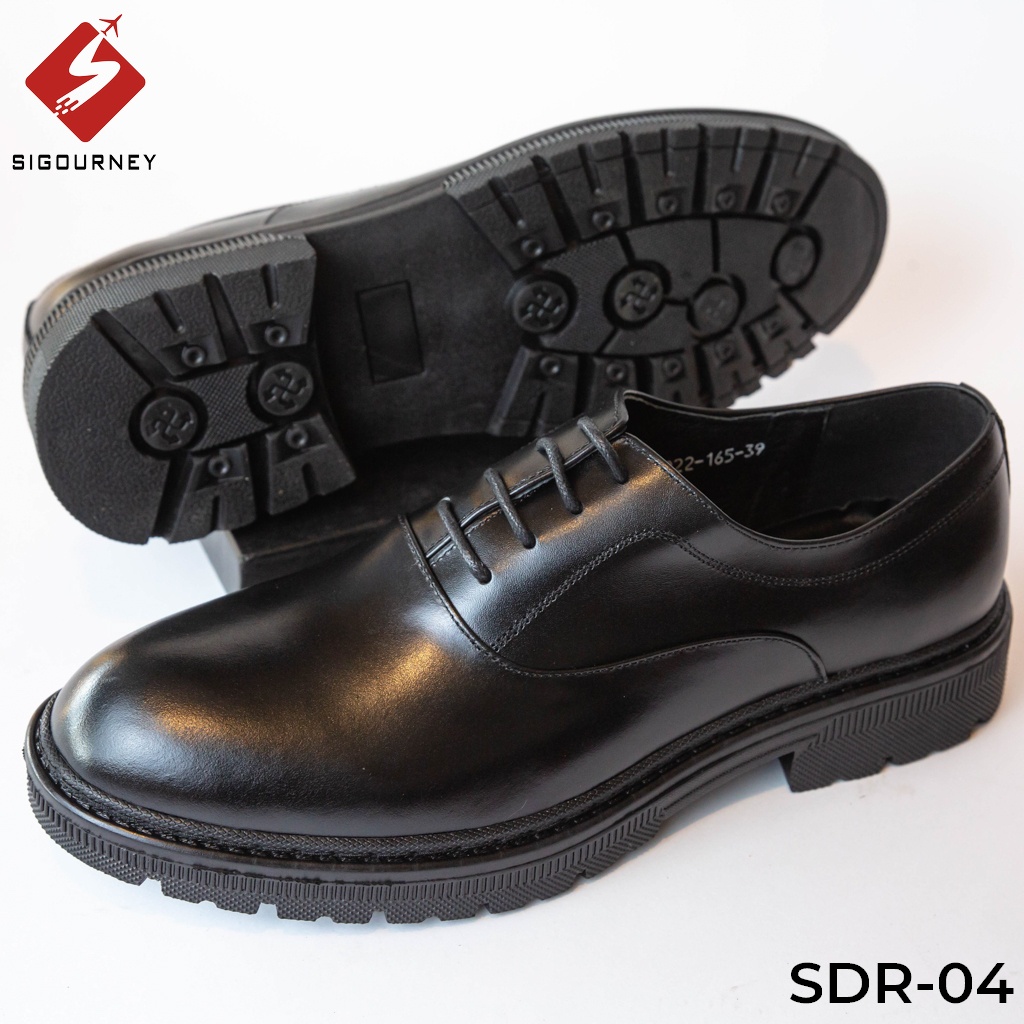 Giày đốc nam da bò cao cấp nhập khẩu, giày oxfords kiểu dáng trẻ trung SIGOURNEY màu đen SDR04 bảo hành 18 tháng