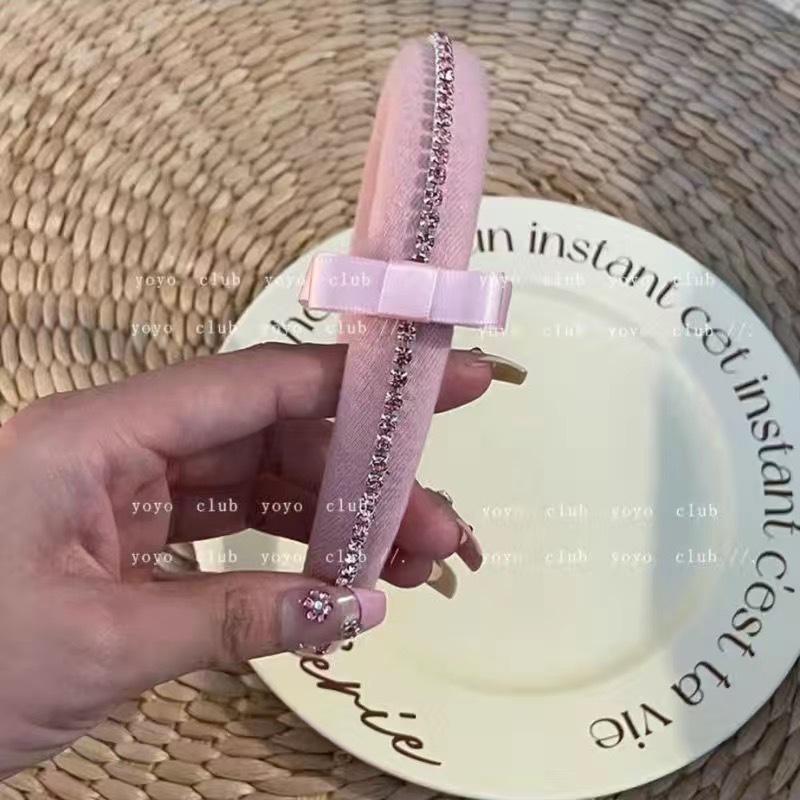 Băng Đô Cài Tóc Bằng Lông Nhung Đính Đá Quý Cao Cấp Phong Cách Mới Cho Nữ