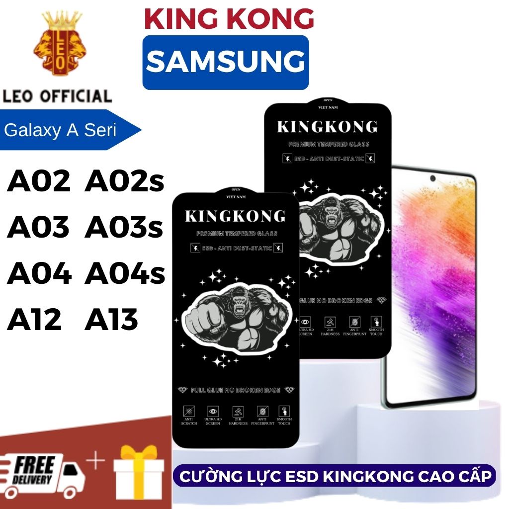 Kính cường lực KINGKONG samsung A02 A02s A03 A03s A04 A04s A12 A13- Cao cấp- Chống tĩnh điện- Chống bụi [ESD]