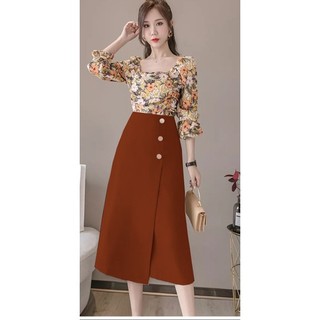 [HCM]Chân Váy Dài Chữ A Phối Nút Stella ❣️[Giá gốc tận xưởng]