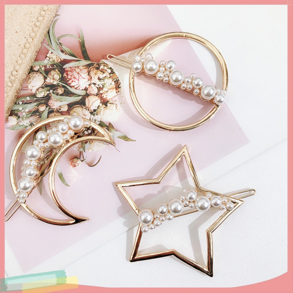 Kẹp tóc hình mặt trăng / ngôi sao đính đá thời trang cho nữ