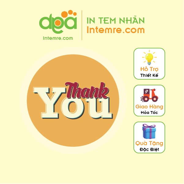 Sẳn Tem Nhãn Giấy Decal Dán Intemre.com Thank You Hình Tròn 4cm - 24 Mẫu