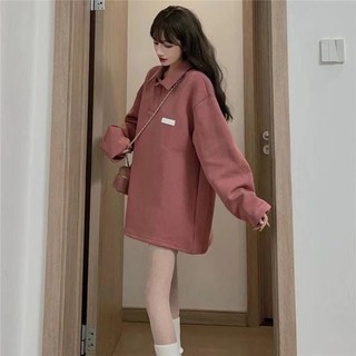 Áo Thun polo Mỏng Tay Dài Màu Hồng Phong Cách Đường Phố Mỹ Thời Trang Xuân Thu Hàn Quốc Cho Nữ