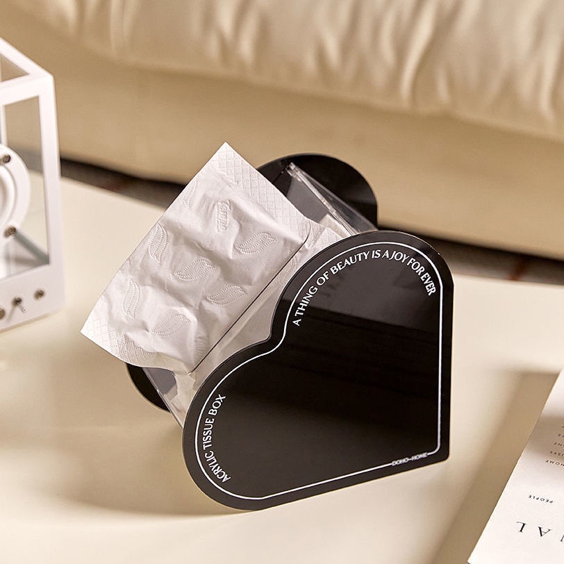 [Hàng Sẵn] Hộp Đựng Khăn Giấy Acrylic Hình Trái Tim Cao Cấp Hiện Đại Đơn Giản Trang Trí Nhà Phong Cách Bắc Âu【Tennessee052】