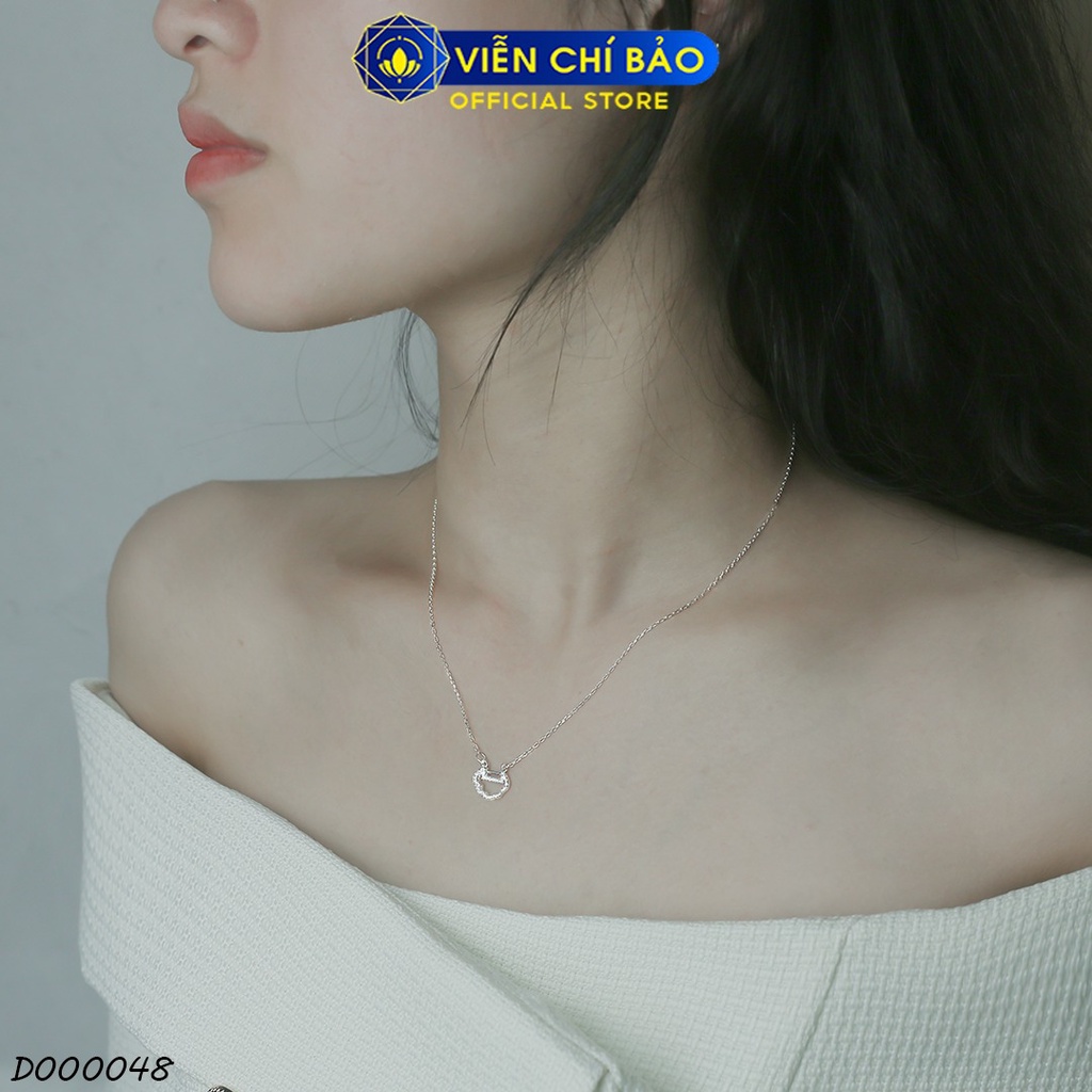Dây chuyền bạc nữ trường mệnh đính đá basic chất liệu bạc 925 thời trang phụ kiện trang sức Viễn Chí Bảo D000048