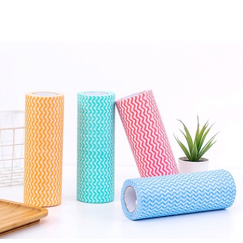Cuộn 50 khăn thấm lau đa năng, khăn bông lau bếp, khăn bông lau chén đĩa dùng 1 lần