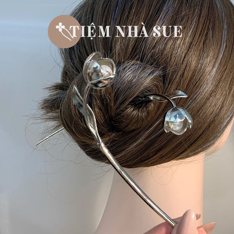 Trâm cài tóc bông uất kim hương tạo hình đặc biệt trâm nhỏ xinh dễ cài dễ phối đồ Sue73