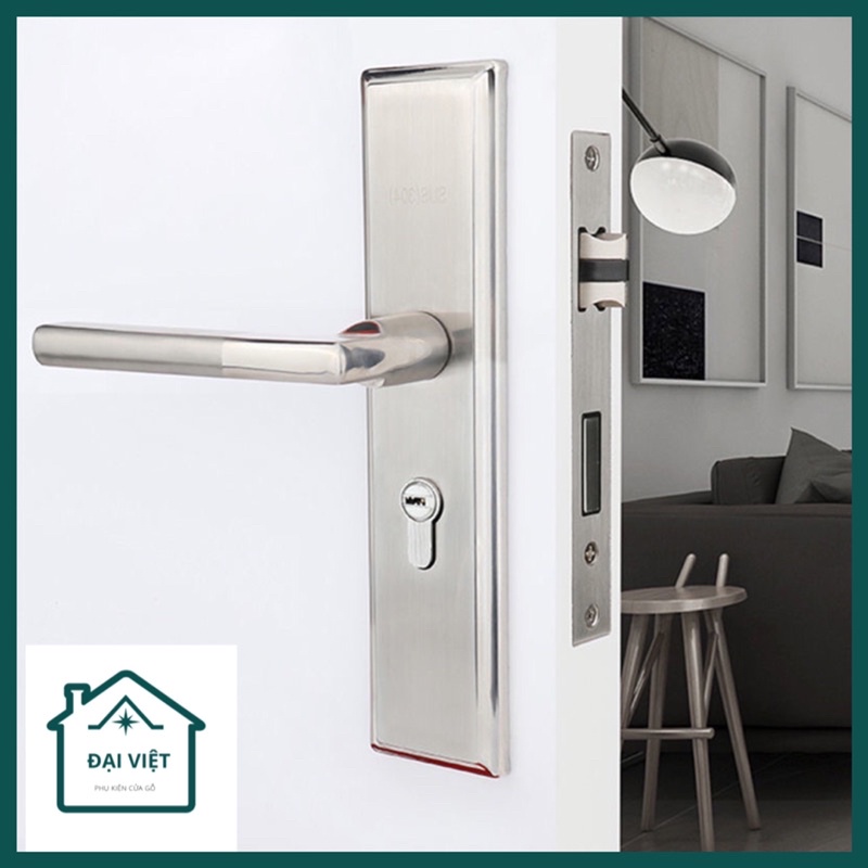Khoá tay gạt inox dài 20cm lắp cửa phòng trọ, phòng ngủ, vệ sinh