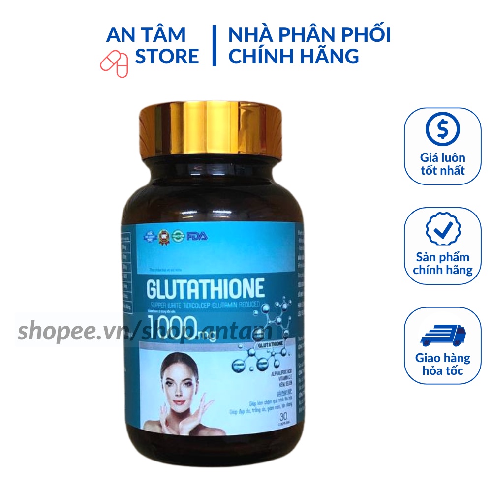 GLUTATHIONE 1000 viên uống trắng da giảm nám mờ nhăn chống lão hoá
