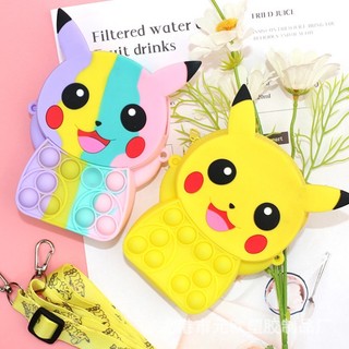 Túi đeo chéo cho bé trai gái, túi popit silicon cute hình thú trẻ em Pikachu
