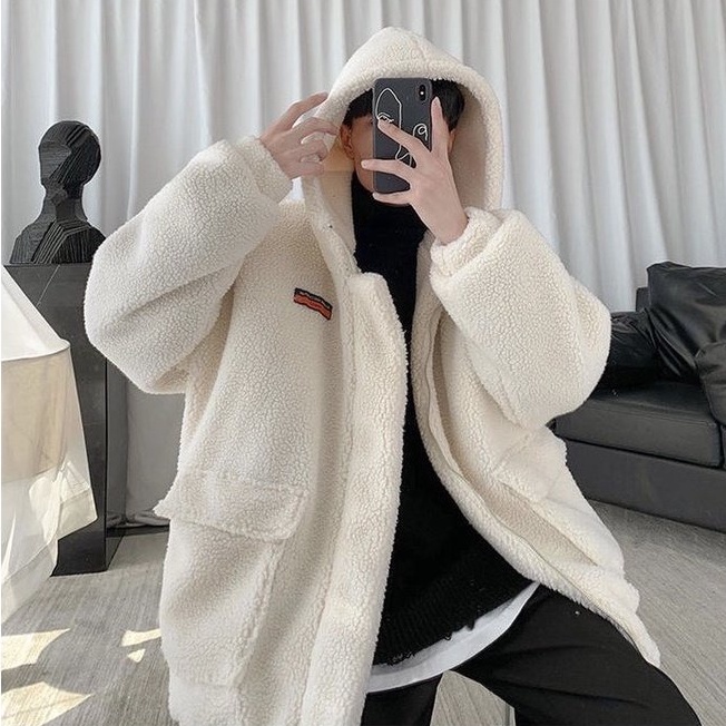 Áo Khoác Nam Nữ Lông Cừu Form Rộng Có Mũ Unisex Siêu Dày, Áo Quảng Châu Jacket Nam Nữ , Full Túi Hộp Phong Cách Hàn Quốc